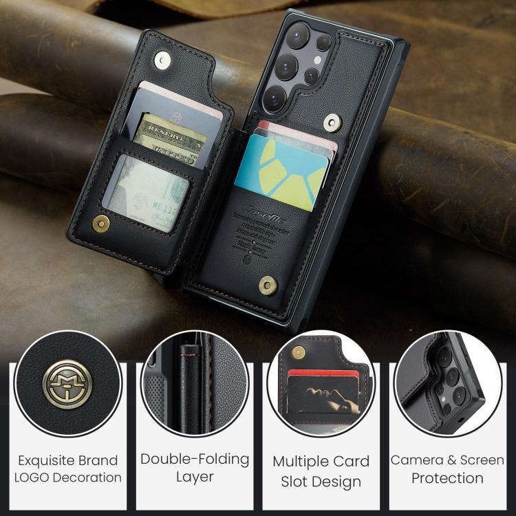 For Samsung Galaxy S25 Ultra 5G CaseMe C22 Card Slots Holder RFID Anti-theft Phone Case(Black) - Galaxy S25 Ultra 5G Cases by CaseMe | Online Shopping South Africa | PMC Jewellery | Buy Now Pay Later Mobicred
