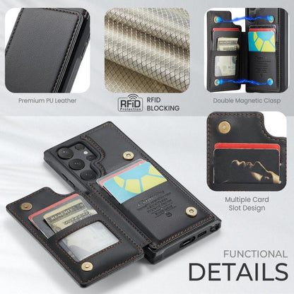 For Samsung Galaxy S25 Ultra 5G CaseMe C22 Card Slots Holder RFID Anti-theft Phone Case(Black) - Galaxy S25 Ultra 5G Cases by CaseMe | Online Shopping South Africa | PMC Jewellery | Buy Now Pay Later Mobicred