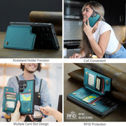 For Samsung Galaxy S25 Ultra 5G CaseMe C22 Card Slots Holder RFID Anti-theft Phone Case(Green)