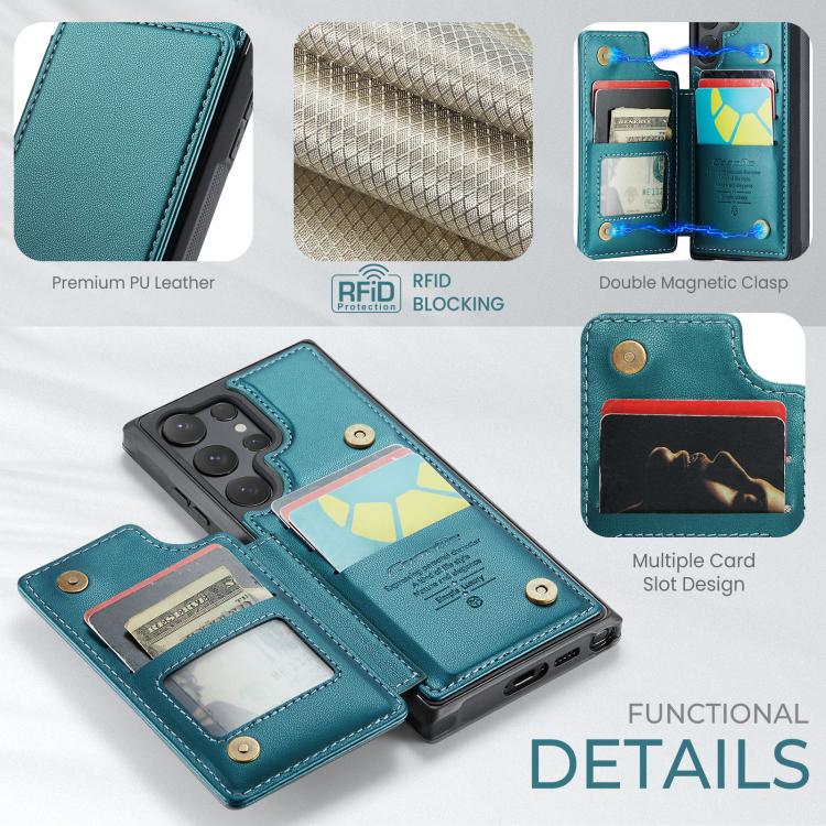 For Samsung Galaxy S25 Ultra 5G CaseMe C22 Card Slots Holder RFID Anti-theft Phone Case(Green)