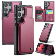For Samsung Galaxy S25 Ultra 5G CaseMe C22 Card Slots Holder RFID Anti-theft Phone Case(Red)