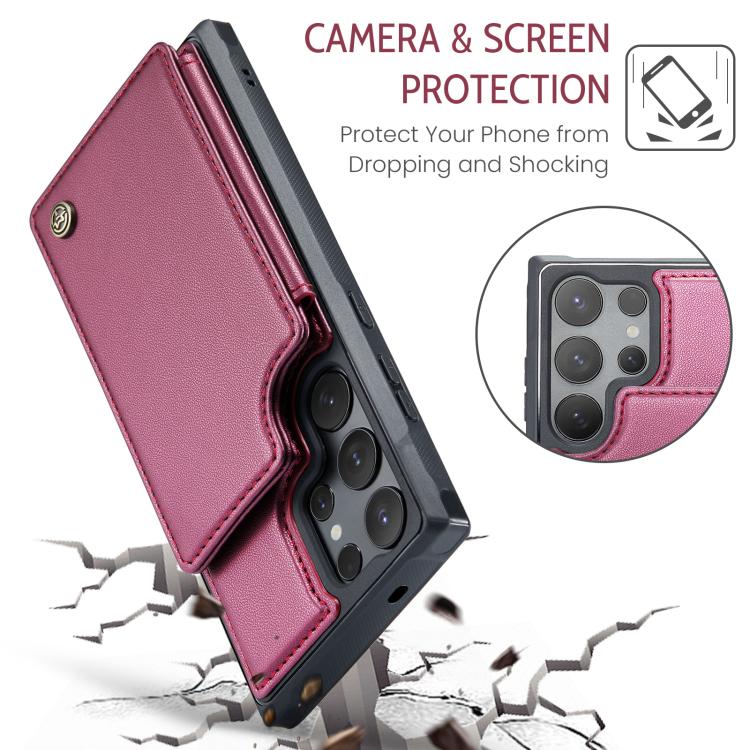 For Samsung Galaxy S25 Ultra 5G CaseMe C22 Card Slots Holder RFID Anti-theft Phone Case(Red) - Galaxy S25 Ultra 5G Cases by CaseMe | Online Shopping South Africa | PMC Jewellery | Buy Now Pay Later Mobicred