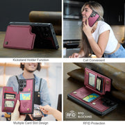 For Samsung Galaxy S25 Ultra 5G CaseMe C22 Card Slots Holder RFID Anti-theft Phone Case(Red)