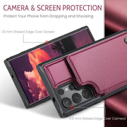 For Samsung Galaxy S25 Ultra 5G CaseMe C22 Card Slots Holder RFID Anti-theft Phone Case(Red)