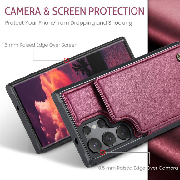 For Samsung Galaxy S25 Ultra 5G CaseMe C22 Card Slots Holder RFID Anti-theft Phone Case(Red)