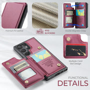 For Samsung Galaxy S25 Ultra 5G CaseMe C22 Card Slots Holder RFID Anti-theft Phone Case(Red)