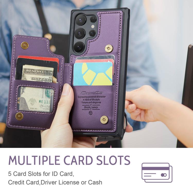 For Samsung Galaxy S25 Ultra 5G CaseMe C22 Card Slots Holder RFID Anti-theft Phone Case(Purple)