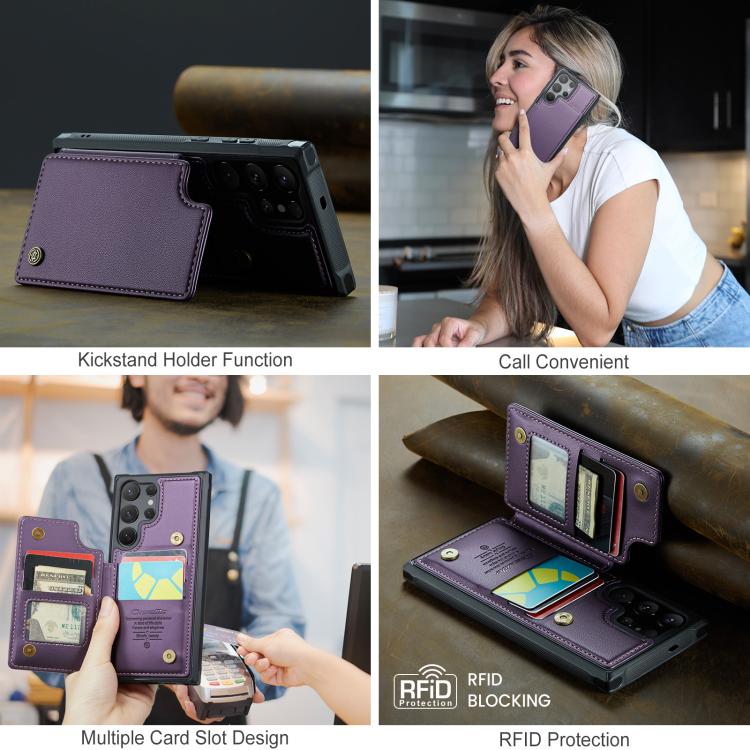 For Samsung Galaxy S25 Ultra 5G CaseMe C22 Card Slots Holder RFID Anti-theft Phone Case(Purple) - Galaxy S25 Ultra 5G Cases by CaseMe | Online Shopping South Africa | PMC Jewellery | Buy Now Pay Later Mobicred