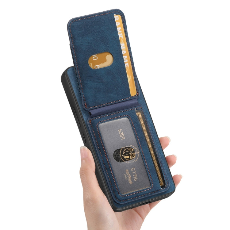 For Honor Magic7 Pro Retro Splitable Magnetic Stand Card Bag Leather Phone Case(Blue)