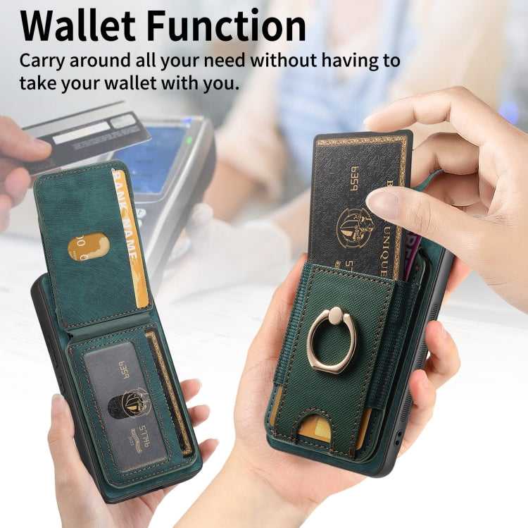 For Honor Magic7 Pro Retro Splitable Magnetic Stand Card Bag Leather Phone Case(Green)