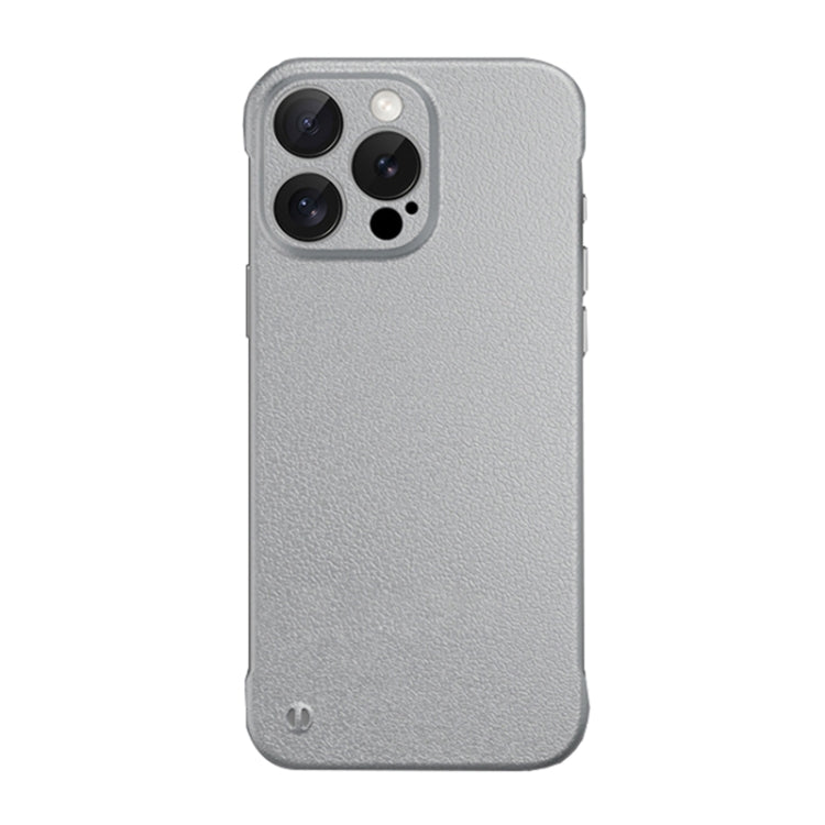 For iPhone 15 Pro Frameless Litchi Texture PC Phone Case(Titanium Silver) - iPhone 15 Pro Cases by PMc TechLife | Online Shopping South Africa | PMc TechLife | Buy Now Pay Later Mobicred