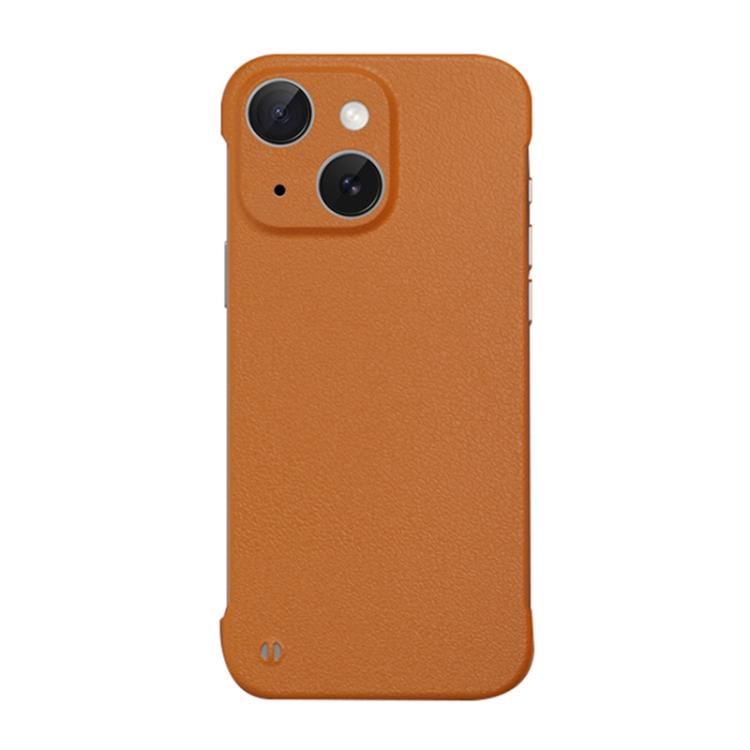 For iPhone 15 Frameless Litchi Texture PC Phone Case(Orange) - iPhone 15 Cases by PMc TechLife | Online Shopping South Africa | PMc TechLife | Buy Now Pay Later Mobicred