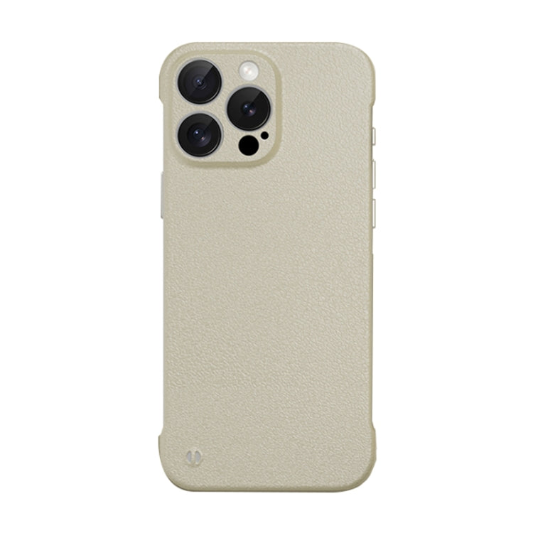For iPhone 14 Pro Frameless Litchi Texture PC Phone Case(Light Yellow) - iPhone 14 Pro Cases by PMc TechLife | Online Shopping South Africa | PMc TechLife | Buy Now Pay Later Mobicred