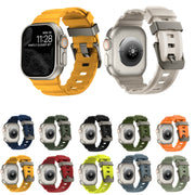 For Apple Watch 46mm / 49mm / 45mm / 44mm Wild Path Grey Buckle Thickened Silicone Watch Band(Orange)
