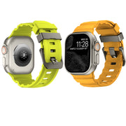 For Apple Watch 46mm / 49mm / 45mm / 44mm Wild Path Grey Buckle Thickened Silicone Watch Band(Orange)
