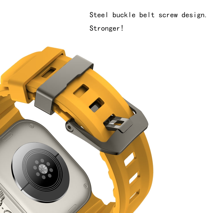 For Apple Watch 46mm / 49mm / 45mm / 44mm Wild Path Grey Buckle Thickened Silicone Watch Band(Orange)