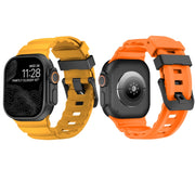 For Apple Watch 46mm / 49mm / 45mm / 44mm Wild Path Black Buckle Thickened Silicone Watch Band(Orange)