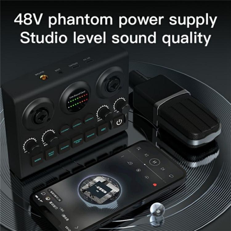 F10 48V Live Streaming Sound Card Audio Mixer Phantom Power Mixer - Live Sound Effects Processors by PMC TechLife | Online Shopping South Africa | PMC TechLife | Buy Now Pay Later Mobicred
