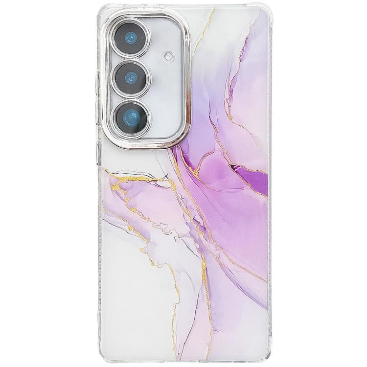 For Samsung Galaxy S25 5G Electroplated Marble Texture Phone Case(Light Purple M6) - Galaxy S25 5G Cases by PMC Jewellery | Online Shopping South Africa | PMC Jewellery | Buy Now Pay Later Mobicred