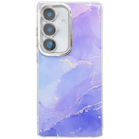 For Samsung Galaxy S25+ 5G Electroplated Marble Texture Phone Case(Blue Purple M10)