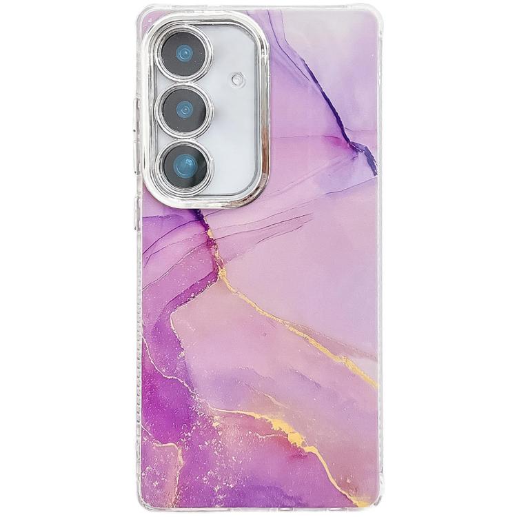 For Samsung Galaxy S25+ 5G Electroplated Marble Texture Phone Case(Gold Purple Red M15) - Galaxy S25+ 5G Cases by PMC Jewellery | Online Shopping South Africa | PMC Jewellery | Buy Now Pay Later Mobicred