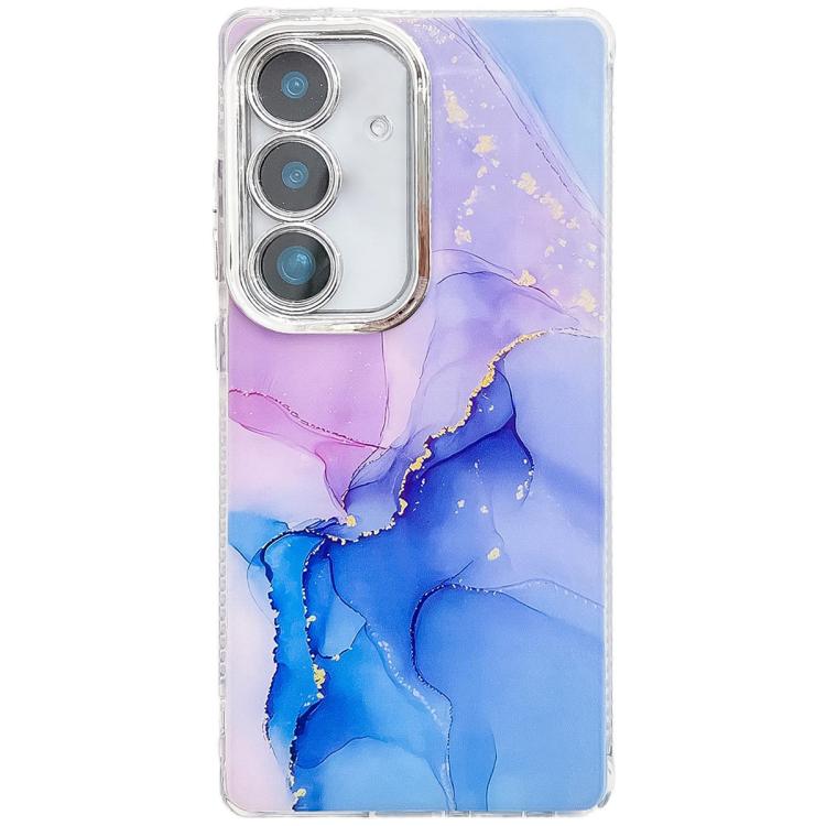For Samsung Galaxy S25+ 5G Electroplated Marble Texture Phone Case(Purple Blue M18) - Galaxy S25+ 5G Cases by PMC Jewellery | Online Shopping South Africa | PMC Jewellery | Buy Now Pay Later Mobicred