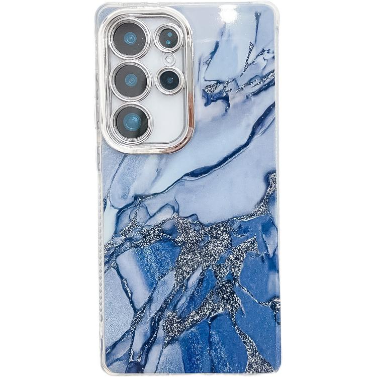 For Samsung Galaxy S25 Ultra 5G Electroplated Marble Texture Phone Case(Navy Blue M17) - Galaxy S25 Ultra 5G Cases by PMC Jewellery | Online Shopping South Africa | PMC Jewellery | Buy Now Pay Later Mobicred