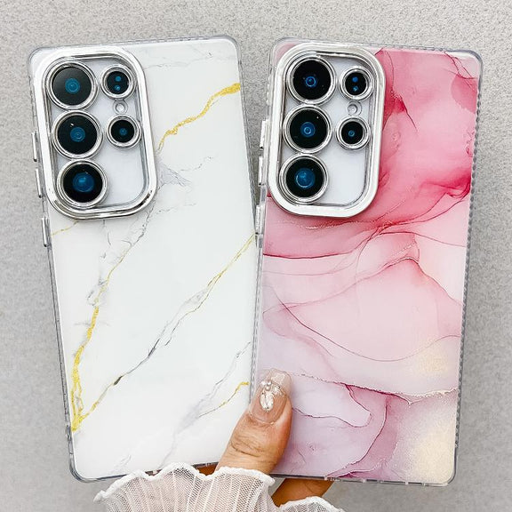 For Samsung Galaxy S25 5G Electroplated Marble Texture Phone Case(Light Blue M5)