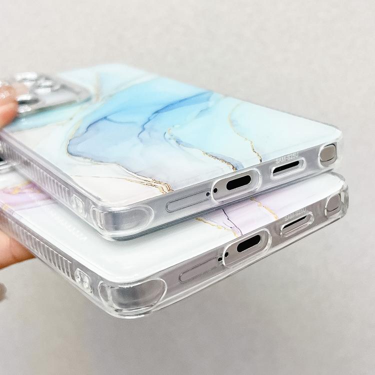For Samsung Galaxy S25 5G Electroplated Marble Texture Phone Case(Dark Blue M16)