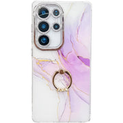 For Samsung Galaxy S25 Ultra 5G Electroplated Marble Texture Ring Holder Phone Case(Light Purple S6)