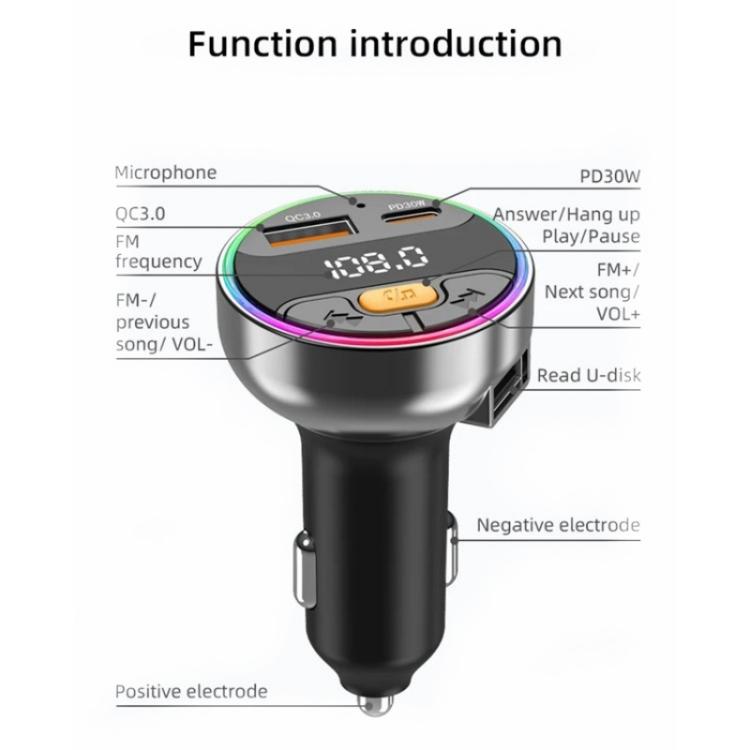 C9S QC3.0 PD 30W Charger FM Transmitter Multifunctional Bluetooth Car MP3 Player - Bluetooth Car Kits by PMC TechLife | Online Shopping South Africa | PMC TechLife | Buy Now Pay Later Mobicred