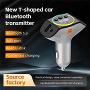 C8 Bluetooth 5.3 Receiver Hands-Free Calling with AUX Port Dual USB Port Car Charger(Black)