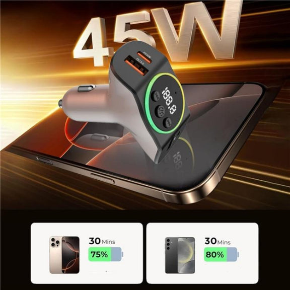 C8 Bluetooth 5.3 Receiver Hands-Free Calling with AUX Port Dual USB Port Car Charger(Black)