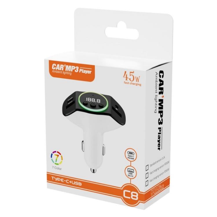 C8 Bluetooth 5.3 Receiver Hands-Free Calling with AUX Port Dual USB Port Car Charger(Black)