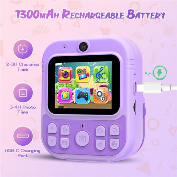 E8 2.4 Inch Screen Photo Printing Video Recorder Multifunctional Kids Dual Lens Camera(Pink)