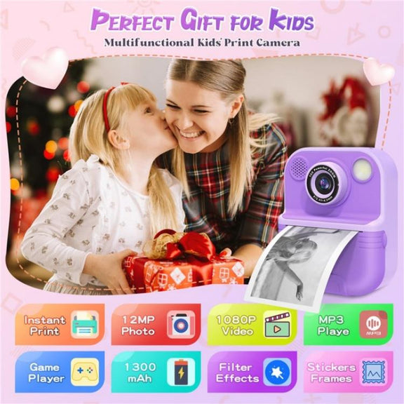 E8 2.4 Inch Screen Photo Printing Video Recorder Multifunctional Kids Dual Lens Camera(Pink)