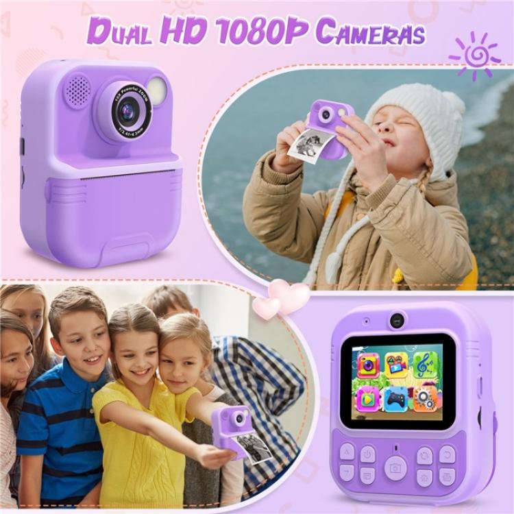 E8 2.4 Inch Screen Photo Printing Video Recorder Multifunctional Kids Dual Lens Camera(Purple) - free shipping - PMC TechLife - Order now!