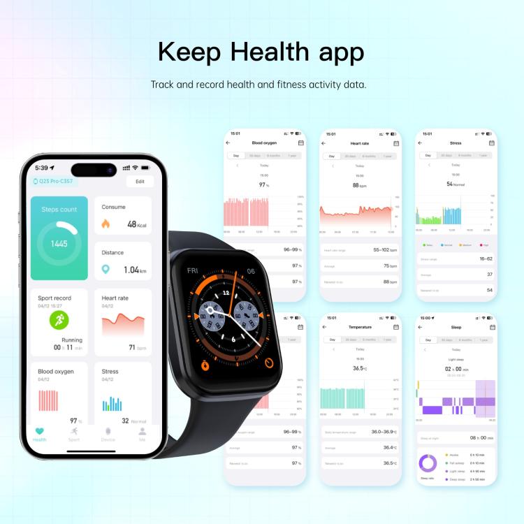 Q23 Pro 1.83 inch Color Screen IP68 Water-resistant Bluetooth Call Smart Watch, Support Wellness Tracking(Blue)