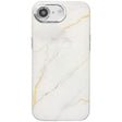 For iPhone 16e Electroplated Marble Texture Phone Case(Gold White M1) - iPhone 16e Cases by PMC TechLife | Online Shopping South Africa | PMC TechLife | Buy Now Pay Later Mobicred