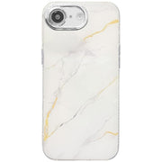 For iPhone 16e Electroplated Marble Texture Phone Case(Gold White M1)