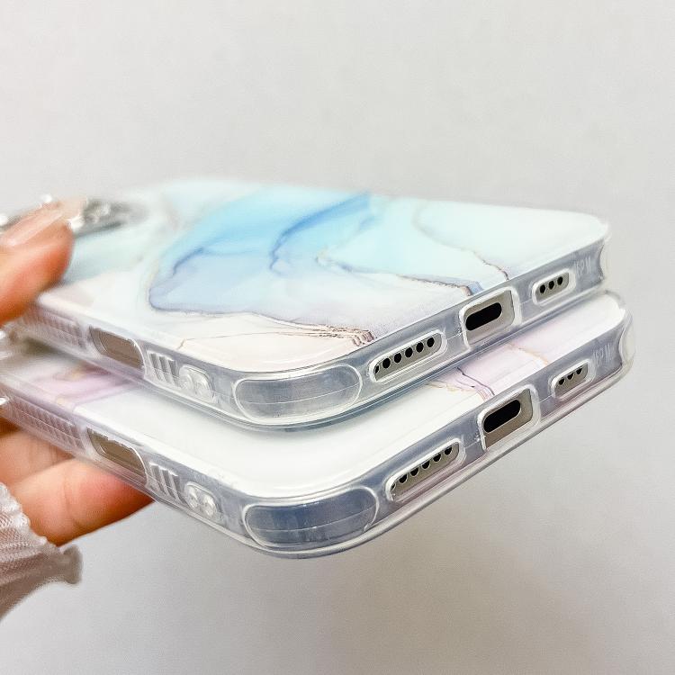 For iPhone 16e Electroplated Marble Texture Phone Case(Gold Pink Red M12)