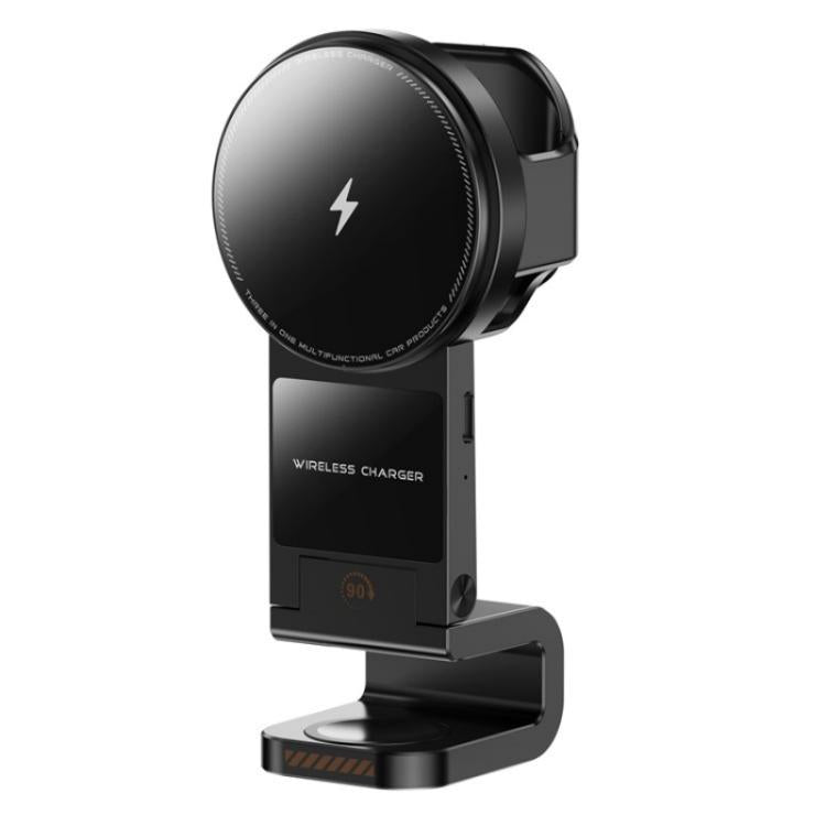 SD16 For Phone Watch Earphone Car Air Vent Phone Holder Magnetic 3 in 1 Wireless Charger(Black) - Car Charger by PMC TechLife | Online Shopping South Africa | PMC TechLife | Buy Now Pay Later Mobicred