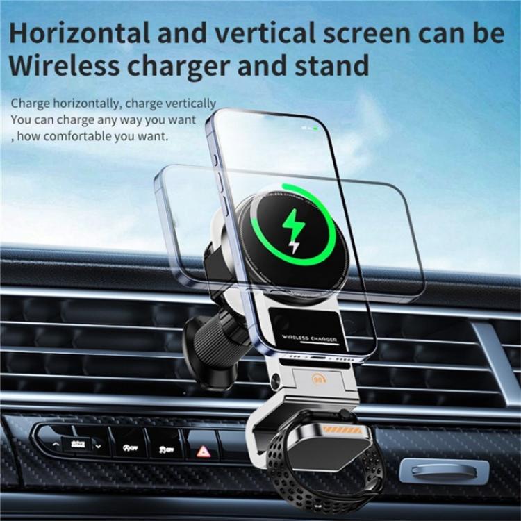 SD16 For Phone Watch Earphone Car Air Vent Phone Holder Magnetic 3 in 1 Wireless Charger(Grey)
