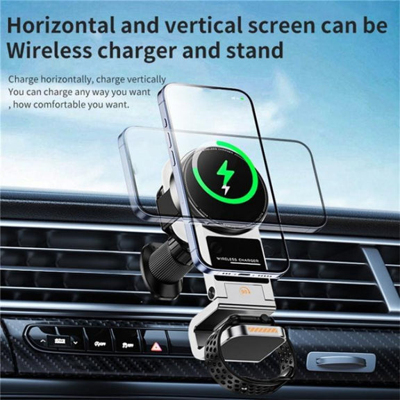 SD16 For Phone Watch Earphone Car Air Vent Phone Holder Magnetic 3 in 1 Wireless Charger(Black)