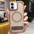 For iPhone 16 Skin Feel Frameless MagSafe PC Phone Case with Fold Holder(Desert Gold) - iPhone 16 Cases by PMc TechLife | Online Shopping South Africa | PMc TechLife | Buy Now Pay Later Mobicred