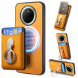 For Huawei Mate 70 Retro Folding Ring Holder Card Bag MagSafe Phone Case(Yellow) - Huawei Cases by PMC TechLife | Online Shopping South Africa | PMC TechLife | Buy Now Pay Later Mobicred
