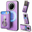 For Huawei Mate 70 Pro Retro Folding Ring Holder Card Bag MagSafe Phone Case(Purple) - Huawei Cases by PMC TechLife | Online Shopping South Africa | PMC TechLife | Buy Now Pay Later Mobicred