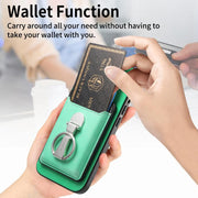 For Huawei Mate 70 Pro Retro Folding Ring Holder Card Bag MagSafe Phone Case(Green)