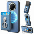 For Huawei Mate 70 Pro Retro Folding Ring Holder Card Bag MagSafe Phone Case(Blue) - Huawei Cases by PMC TechLife | Online Shopping South Africa | PMC TechLife | Buy Now Pay Later Mobicred