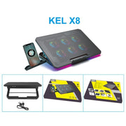 X8 Adjustable Height Notebook Cooler Foldable Laptop Stand 6 ARGB Fans Cooling Pad